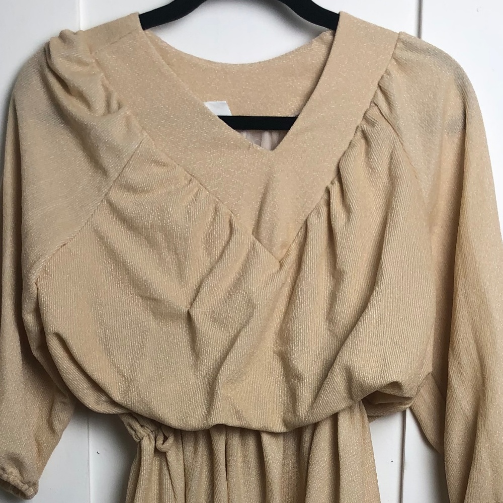 Shimmer Gold Long Sleeve Dress
